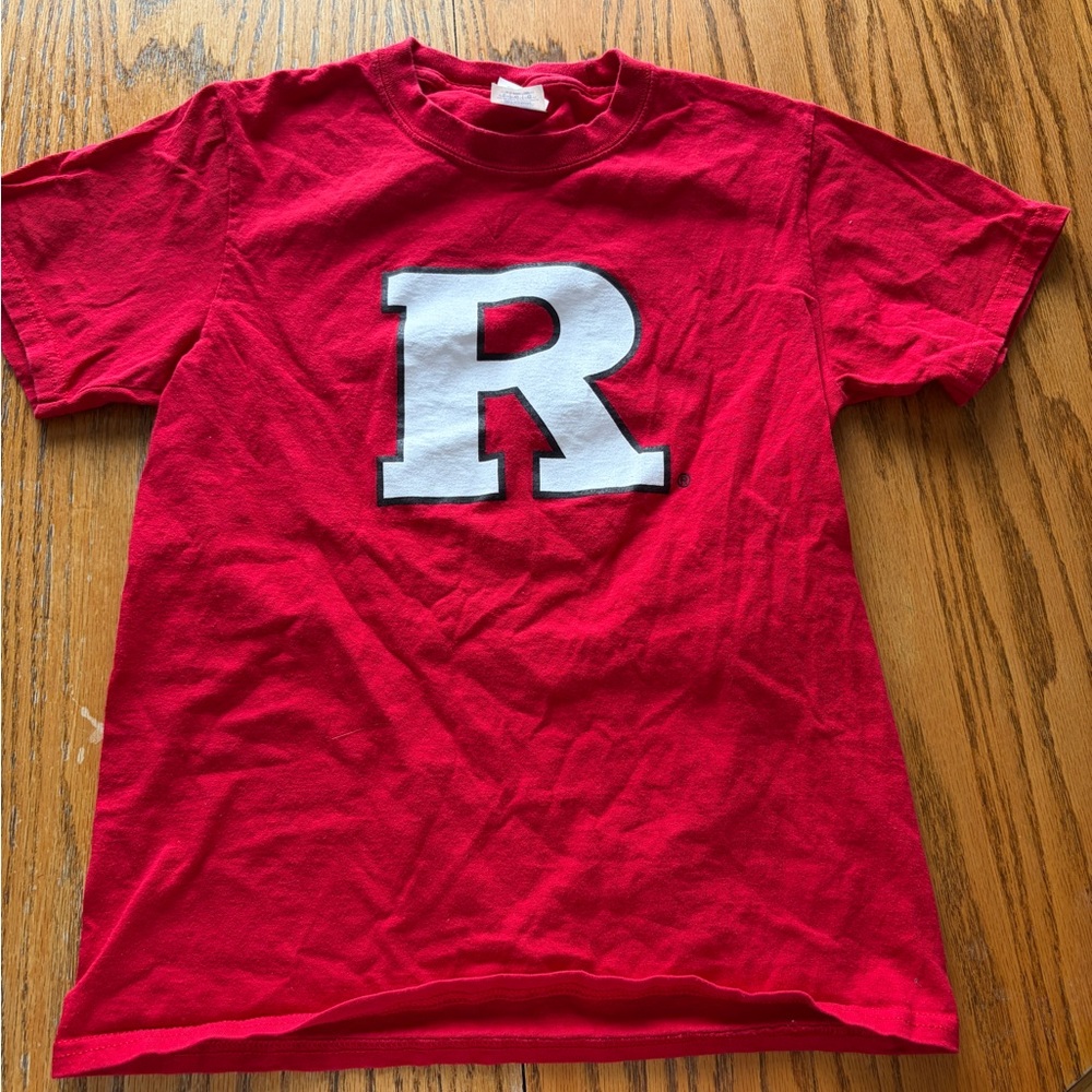 Red T-Shirt with Bold 'R' Logo-Rutgers